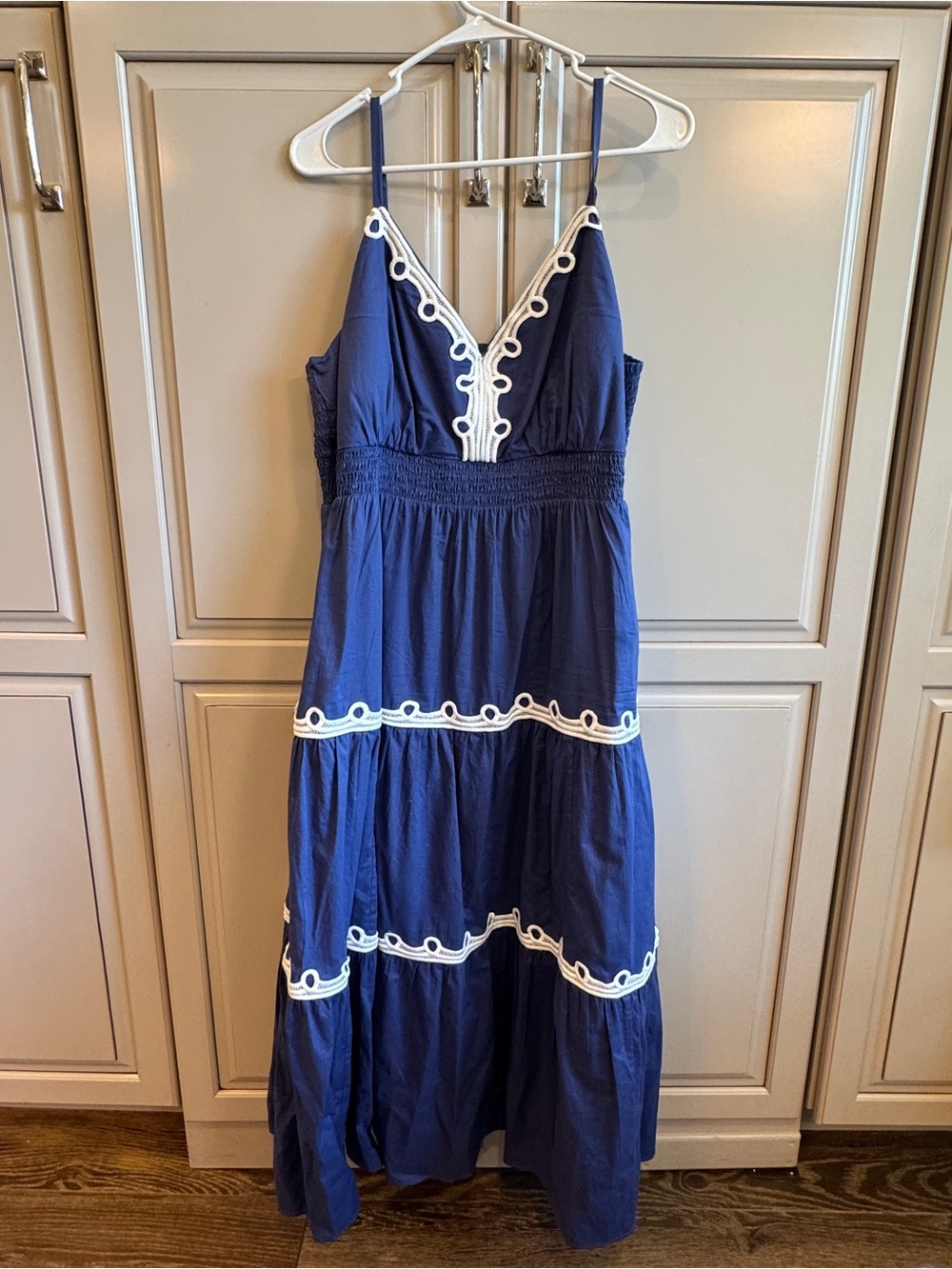 Lilly Pulitzer 16 Zanna Cotton Embroidered Midi-Dress in Sapphire Pool